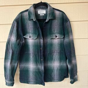 Men’s Abercrombie and Fitch Green Plaid Button-Up Jacket Shacket